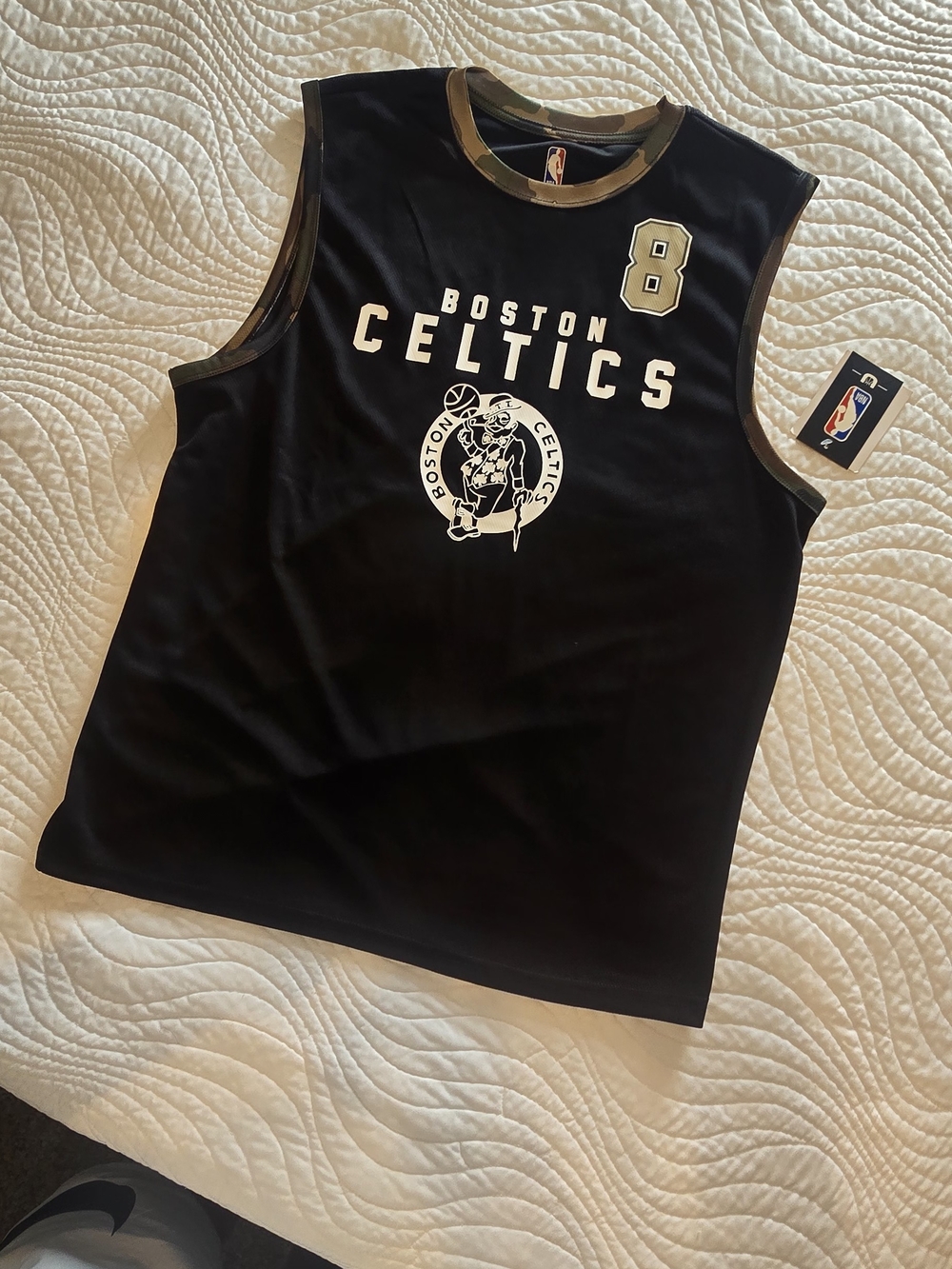 NBA Boston Celtics Black Jersey with Camo Trim and Gold Number - Picture 4 of 4